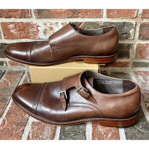 Joseph Abboud "Glenn" Men's Brown Leather Double Monk Strap Buckle Shoes Size 11